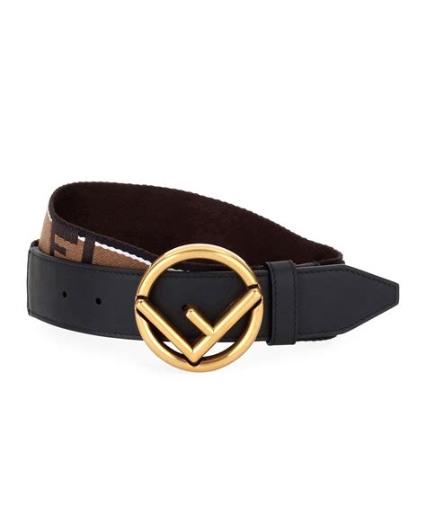 Fendi Men's Forever Fendi Belt with Brass Buckle 